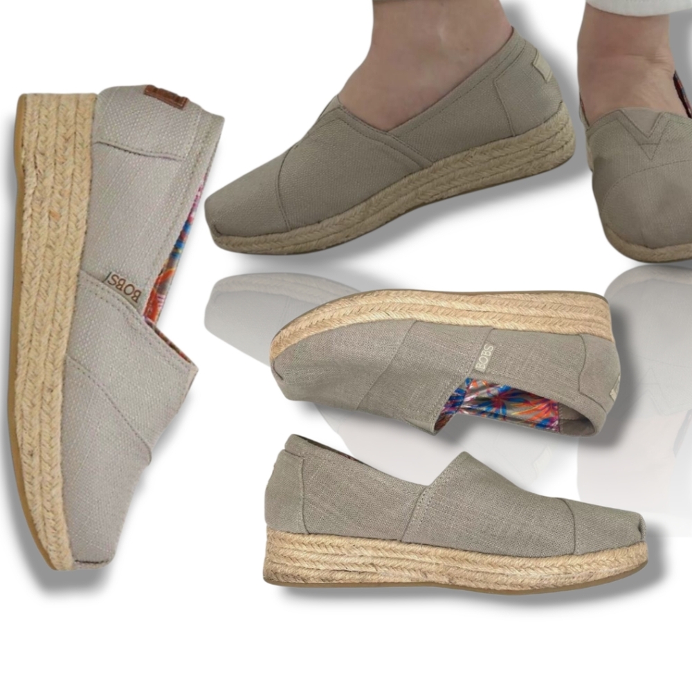 BOBS from Skechers Gray and Cream Espadrilles Casual Slip-On
